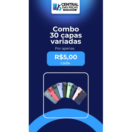 Combo 30 Capas AG Glass Silicone Maleável /  Capas Originais iPhone Diversos Modelos ** Cores Diversas