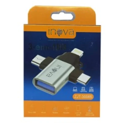 Adaptador OTG 3 em 1 Inova Micro - Tipo C - Lightning ZJT-30085