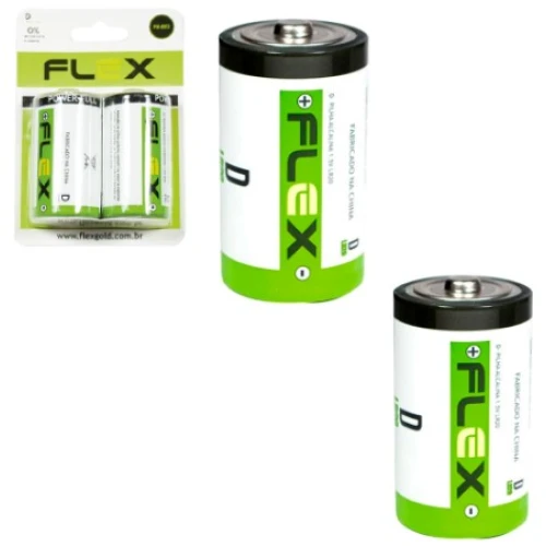 Bateria Zinco Carbono 1.5V R20 Flex Fx-Dz2