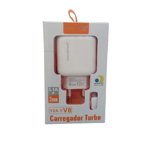 Carregador Turbo 5.1A V8 duas Entradas USB H'maston Y24-1