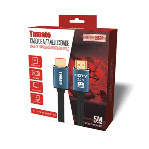 Cabo HDMI 4K 2K 2160P Ultra HD de Alta Velocidade 2.0 Tomate MHD-4115 5 Metros