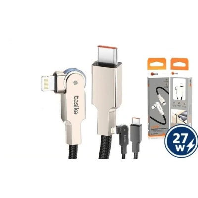 Cabo de Dados Rotativo Basike Tipo C para Iphone Lightning  27W 1Metro Ba-Cbo100