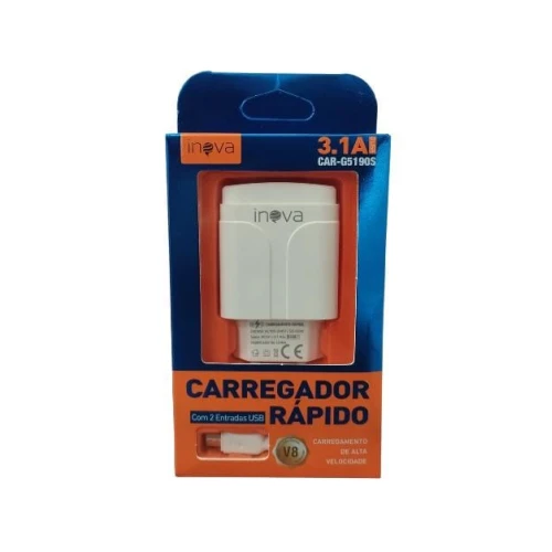 Carregador Rápido Inova 3.1A V8 2 Entradas Usb Car-G5190S