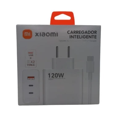 Carregador Inteligente USB C Xiaomi 120W + duas Entradas Tipo C 