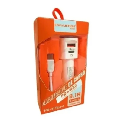 Carregador Veicular Tipo-C entradas Tipo-C e USB 9.1A Hmaston S18-3