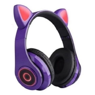 Fone de Ouvido Wirelles Gatinho Led Inova 5.0 sem Fio Fon-8692 Roxo