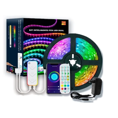 Kit Fita de Led Inteligente RGB 5 Metros NovaDigital 144W Clw-Dual+IR Compatível com Amazon Alexa