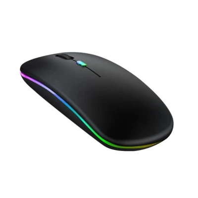 Mouse Bluetooth Wireless Sem Fio 2.4Ghz Led RGB Pro Recarregável Relog's Hmaston E-1300