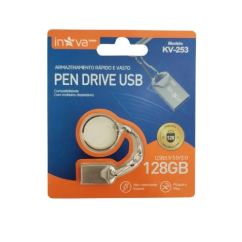 Pen Drive Usb Inova 128Gb Armazenamento Rápido e Vasto 2.0 KV-253