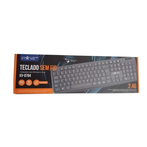 Teclado sem Fio Wirelles 2.4G Inova Prime KV-8784 **Compatível com Windows e Linux